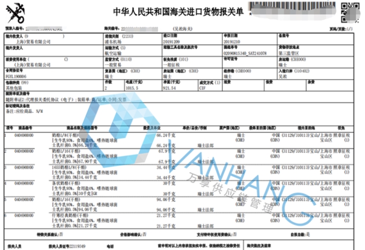 瑞士奶酪進口清關(guān)資料